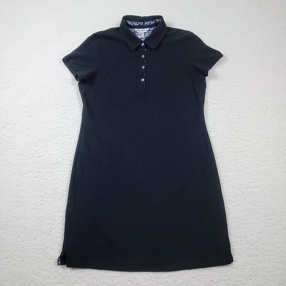 Tommy Bahama Polo Dress Women's Small Black Cotton Pique Short Sleeve